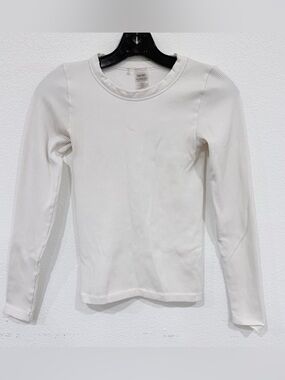 Aritzia Sunday Best SinchSeamless Ribbed Long Sleeve White Shirt Size X-Small